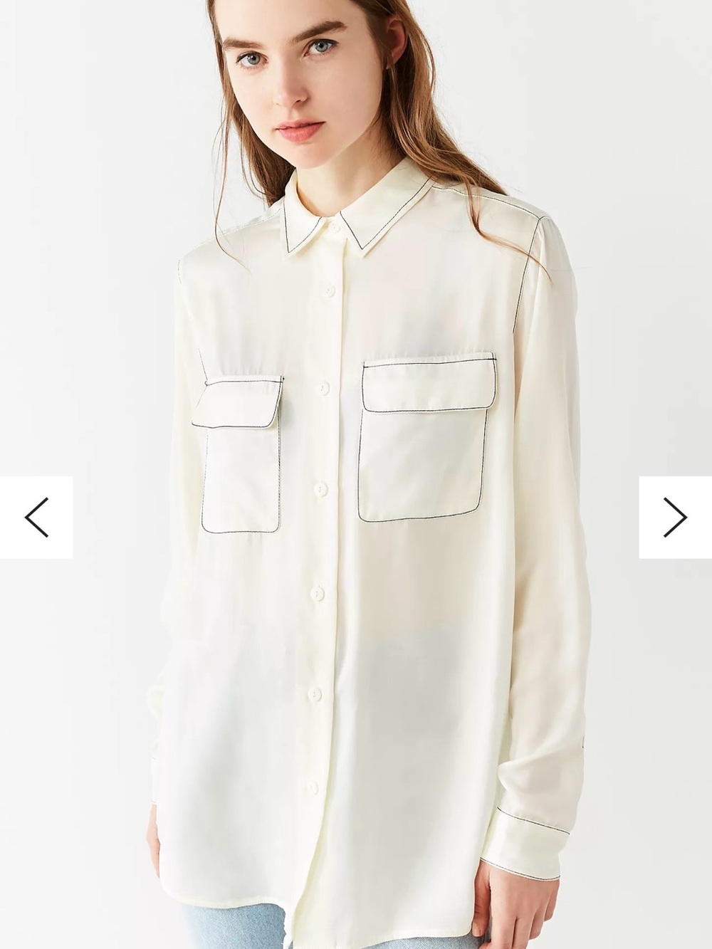 Urban Outfitters UO Contrast Stitch Button-Down Top S - P